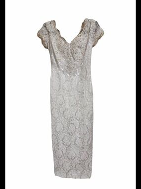 Elegant White Lace Wedding Dress with Beaded Accents